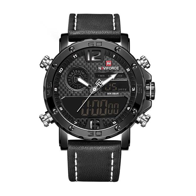 Black Leather Watch-Naviforce