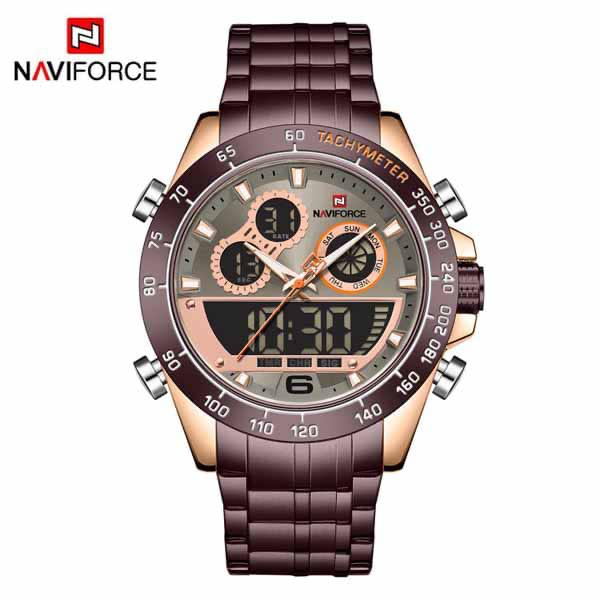 Brown stainless steel watch