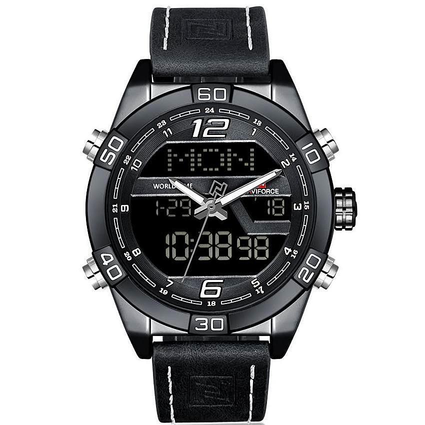 Black leather watch- Nviforce