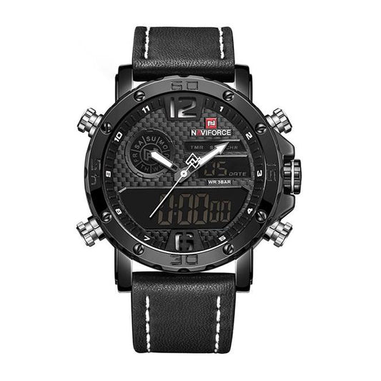 Black Leather Watch-Naviforce