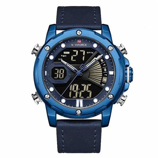 Navy Blue Leather Naviforce